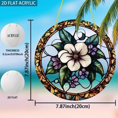 Bohemian Acrylic Suncatcher White Flower & Violet Design Window Hanging Decor