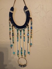 Handmade Beaded Metal Horseshoe Suncatcher Bohemian artsy #11