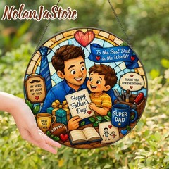 Fathers Day Best Dad Stained Glass Suncatcher Gift