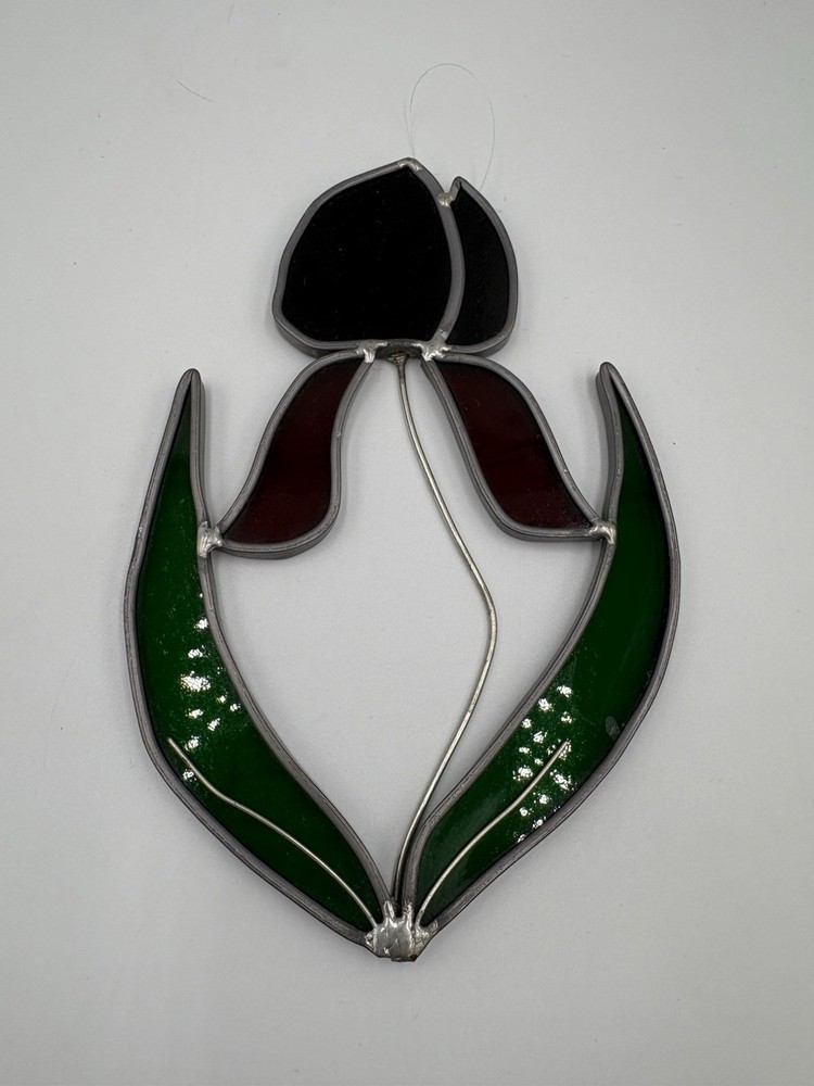 Stained Glass Tulip Suncatcher Red Green6.5” Springtime Flower