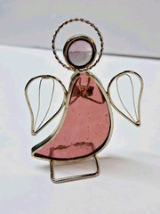 Set Of 5 Stained Glass 3.5″ Angel Sun Catchers Multicolor Vintage Holiday Decor