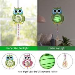 Garden Suncatcher, 2 Pack Hanging Owl Suncatchers with Rainbow Maker Crystal,…