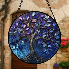 “Stained Glass Tree of Life Sun Catcher Colorful Window Decor for All