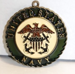 US Navy Stain Glass Vintage Retro Stamped Suncatcher Hanging Pendent Gold Trim