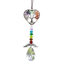 Healing Crystal Decor Tree of Life Car Hanging Accessories Suncatcher with Wi…