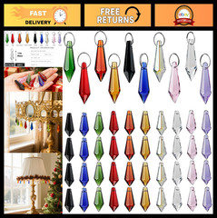 50pcs 38mm Suncatcher Crystal Icicle Pendants – Multi-Color Chandelier Prisms
