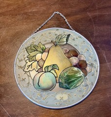 VNTG Sun Catcher Fussed Glass Hand Pained Joan Baker Designs Fruit Motif