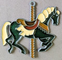 VTG Carousel Horse Suncatcher Emerald 3.5″ X 4″ Faux Stained Glass RAFAELIAN