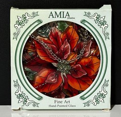 Red Flower Suncatcher AMIA Studios Fine Art Hand-Painted Glass