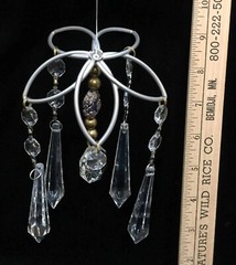 Lotus Flower Window Sun Catcher Clear Crystals Hollow Blue w/ Gold Glass Bead