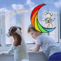 Rainbow Dog Stained Glass Window Hanging Pet Dog Memorial Gifts Suncatcher Gift