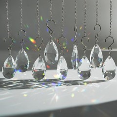 Crystal Sun Catcher, 38mm Hanging Clear Teardrops s Chandelier Parts with Hook