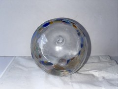 Vintage Blown Glass WITCH BALL Ornament Multicolor Band 3”Suncatcher