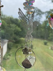 Coastal Crystal Sun Catcher Beach Glass Stainless Steel Bird Charm 15 in Decor