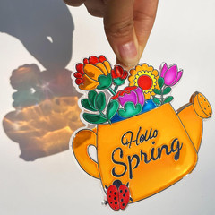 30 Sets Spring Flower Suncatcher Craft Kit Butterfly Sun Catcher DIY Window Pain