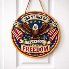 Patriotic Eagle USA Freedom Wall Sign with Rope