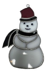 Stained Glass Snowman Sun Catcher 9″ x 5″