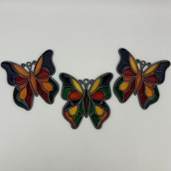Vintage Retro Butterfly Sun Catchers w/ Metal Frames Set of 3