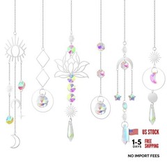 Suncatcher Crystal Hanging Sun Catcher Prism with Chain Pendant Silver B
