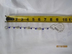 Handmade Crystal & Beads Suncatcher Prismatic Colors 10 Inches Blue Silver Metal