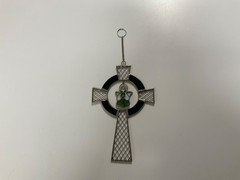 Celtic Sun catcher Cross clover leaf stained glass window decor