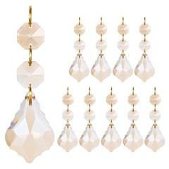 10PCS Crystal Suncatcher 2Leaves Prism Pendant, 38mm Chandelier[EP Gold]