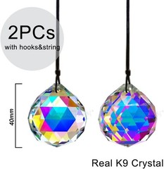 2PCS 4cm Ball Crystal Sun Catcher Prisms, Hanging Suncatchers with Glass Pris…