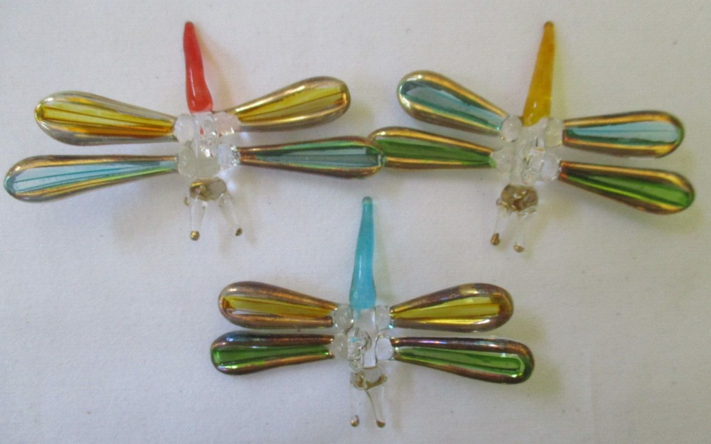 GLASS DRAGONFLY SUN CATCHERS – SET OF 3