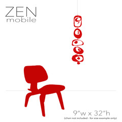 Auspicious Red Zen Mobile – Mid Century Modern Calm – Hanging Kinetic Art