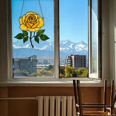 Yellow Rose Flower Suncatcher Acrylic Window Decor Gift