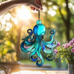 Octopus Acrylic Suncatcher – Angry Octopus Window Hanger, Ocean Animal Decor Art