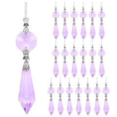 10-Pack Crystals Prisms Glass Tip Beads, 75mm Pendants Hanging [Purple]