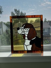 Stained Glass Beagle Dog Window Decor Tiffany Technique Suncatcher 14”x16”