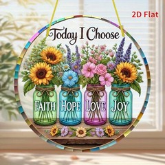 2D Flat enchanting sunflower design capture circular acrylic home garden decor