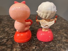 Solar Powered Bobble Head Valentine’s Day Dancing Cupid & Bear Lot Of 2