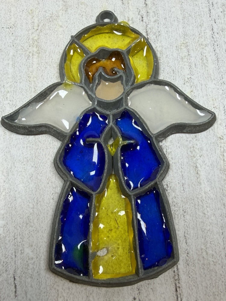 vintage stained glass or plastic angel ornament/suncatcher