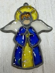 vintage stained glass or plastic angel ornament/suncatcher
