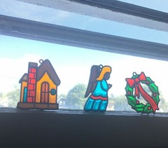 Lot of 6 Vintage Christmas Winter Holiday Suncatchers Lightcatchers Multi Color