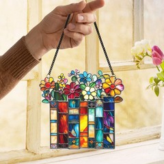 2 Floral Book Shelf Suncatchers 6″ Window Hanging Acrylic Ornaments Back to S…
