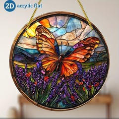 2D Vivid Butterfly Acrylic Round Wall Art Colorful Window Garden Home Ornament