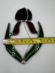Stained Glass Tulip Suncatcher Red Green6.5” Springtime Flower