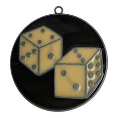 Vintage Pair Of Dice Suncatcher Sun Catcher Enamel & Metal Window Decor Ornament