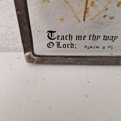 Vintage Hand Soldered Metal Pressed Wild Flowers Suncatcher Glass Psalm 27:11