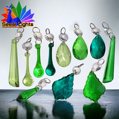 Green Sun Catcher Chandelier Glass Crystals Retro Wedding Droplets Hanging Beads