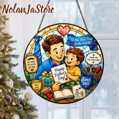 Fathers Day Best Dad Stained Glass Suncatcher Gift