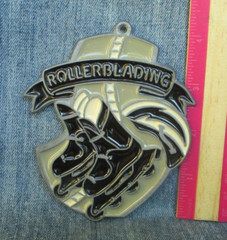 Vintage Suncatcher ROLLERBLADING Ornament Stained Glass Acrylic Metal SA2