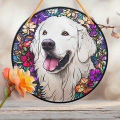 Colorful Golden Retriever Acrylic Suncatcher Pet Themed Window Hanging Decor