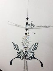 Butterfly crystal suncatcher gift, black & clear prisms Handmade in Australia