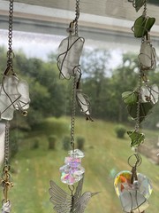 Coastal Crystal Sun Catcher Beach Glass Stainless Steel Bird Charm 15 in Decor