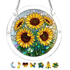 Soft Cracked Texture Sunflower Floral Acrylic Puzzle Suncatcher Home Decor